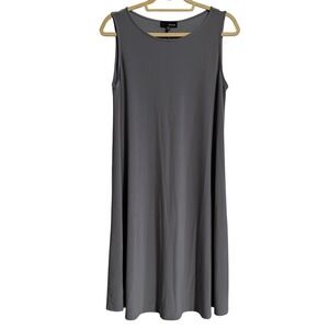 Sun Kim Gray Sleeveless Trapeze Dress Size M Made‎ in USA Slate Jersey